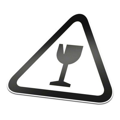 Breekbaar Pictogramsticker Waarschuwing Zwart Wit - 1