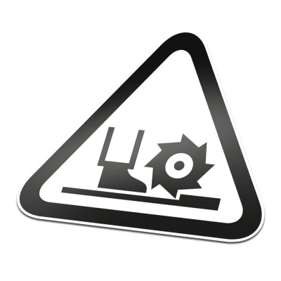 Draaiende Frees Pictogramsticker Waarschuwing Zwart Wit - 1 Draaiende Frees Pictogramsticker Waarschuwing Zwart Wit - 1