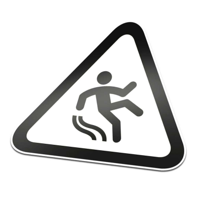 Gladde Vloer Pictogramsticker Waarschuwing Zwart Wit - 1