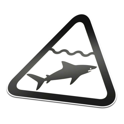 Haai Pictogramsticker Waarschuwing Zwart Wit - 1 Haai Pictogramsticker Waarschuwing Zwart Wit - 1