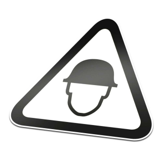 Helmpflicht Piktogramm Aufkleber Warnung Schwarz Weiß - 1