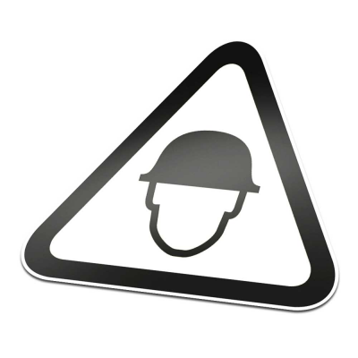 Helm Verplicht Pictogramsticker Waarschuwing Zwart Wit - 1