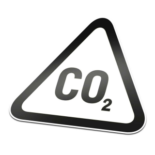 CO2 Pictogramsticker Waarschuwing Zwart Wit - 1