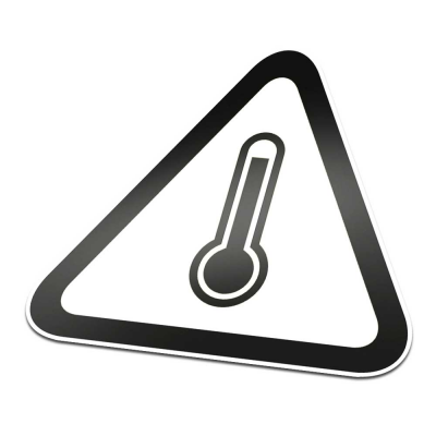 Hoge Temperatuur Pictogramsticker Waarschuwing Zwart Wit - 1