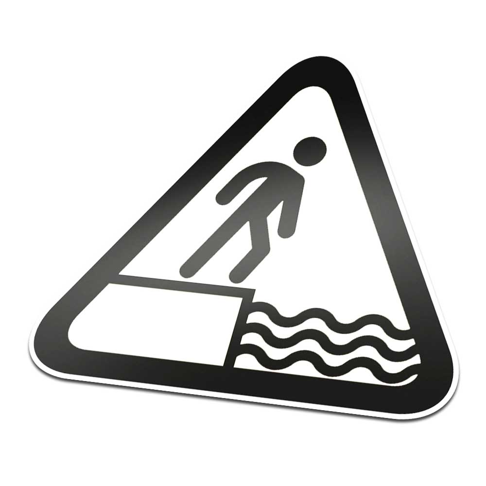 Quay Water Edge Icon Aufkleber Warnung Schwarz Weiß - 1
