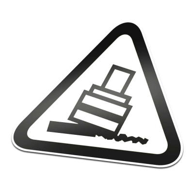 Kantelgevaar Pictogramsticker Waarschuwing Zwart Wit - 1