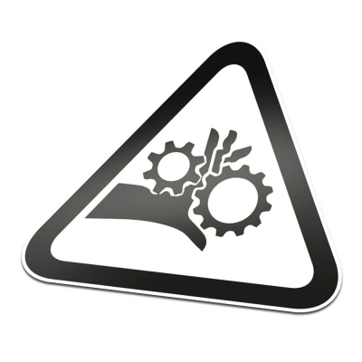 Tandwielen Pictogramsticker Waarschuwing Zwart Wit - 1 Tandwielen Pictogramsticker Waarschuwing Zwart Wit - 1