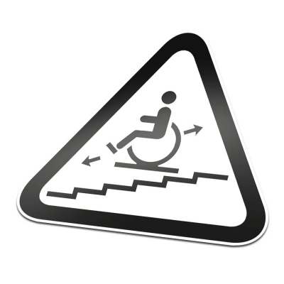 Traplift Pictogramsticker Waarschuwing Zwart Wit - 1 Traplift Pictogramsticker Waarschuwing Zwart Wit - 1
