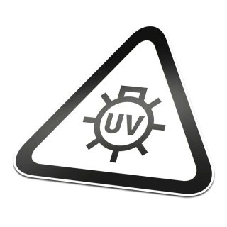 UV Licht Pictogramsticker Waarschuwing Zwart Wit - 1