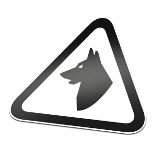 Waakhond Pictogramsticker Waarschuwing Zwart Wit - 1