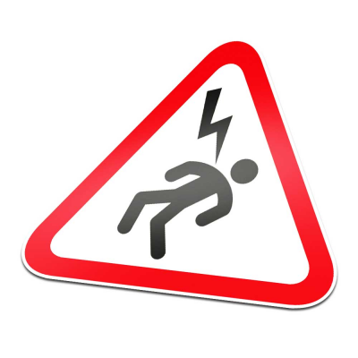 Blikseminslag Pictogramsticker Waarschuwing Rood Wit - 1