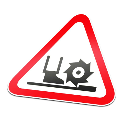 Draaiende Frees Pictogramsticker Waarschuwing Rood Wit - 1