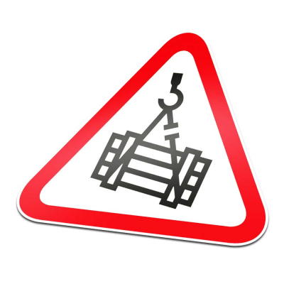 Hangende Lasten Pictogramsticker Waarschuwing Rood Wit - 1