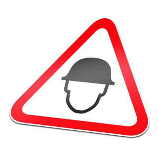 Helm Verplicht Pictogramsticker Waarschuwing Rood Wit - 1