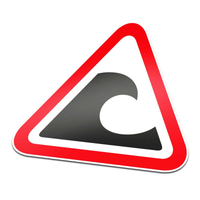 Hoge Golven Pictogramsticker Waarschuwing Rood Wit - 1