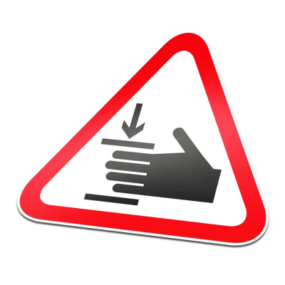 Knelgevaar 2 Pictogramsticker Waarschuwing Rood Wit - 1