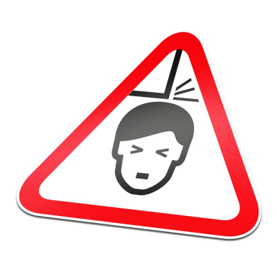 Laag Plafond Pictogramsticker Waarschuwing Rood Wit - 1