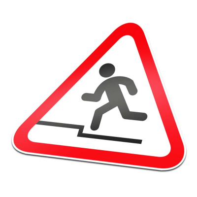 Opstapje Pictogramsticker Waarschuwing Rood Wit - 1 Opstapje Pictogramsticker Waarschuwing Rood Wit - 1