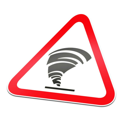 Tornado Pictogramsticker Waarschuwing Rood Wit - 1 Tornado Pictogramsticker Waarschuwing Rood Wit - 1