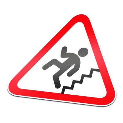 Trap Pictogramsticker Waarschuwing Rood Wit - 1