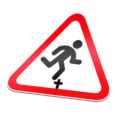 Uitstekende Objecten Pictogramsticker Waarschuwing Rood Wit - 1