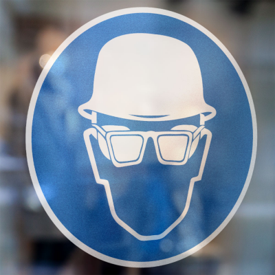 Gebodspictogram Helm en bril verplicht sticker - 2