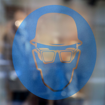 Gebodspictogram Helm en bril verplicht sticker - 3