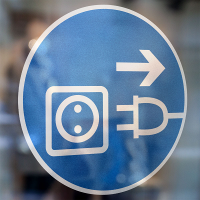 Gebodspictogram Voor het openen stekker uit stopcontact halen sticker - 2