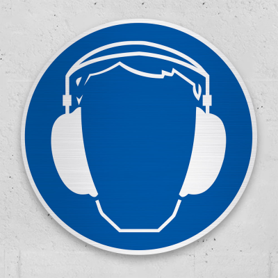 Gebodspictogram Gehoorbescherming en helm verplicht  sticker - 4