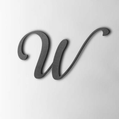 Houten Letter W Back To Black MDF Zwart - 1
