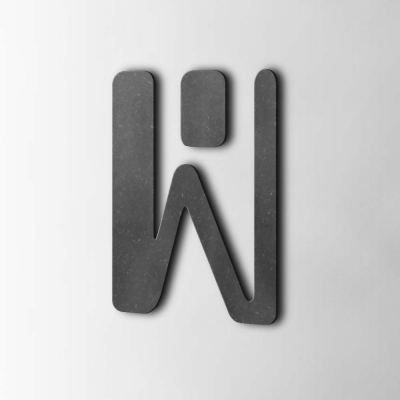 Houten Letter W Checkbook MDF Zwart - 1