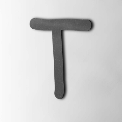 Houten Letter T Comic Sans MDF Zwart - 1