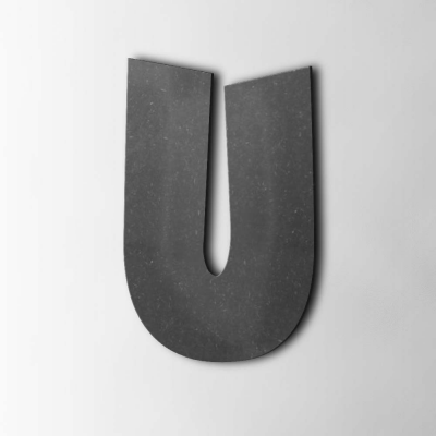 Houten Letter U Grobold MDF Zwart - 1