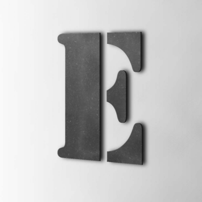 Houten Letter E Stencil MDF Zwart - 1