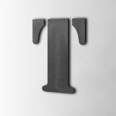 Houten Letter T Stencil MDF Zwart - 1