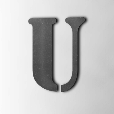 Houten Letter U Stencil MDF Zwart - 1