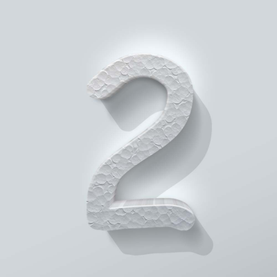 Piepschuim Cijfer 2 Comic Sans - 1