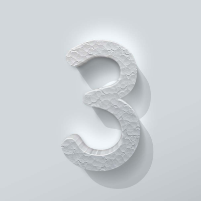 Piepschuim Cijfer 3 Comic Sans - 1