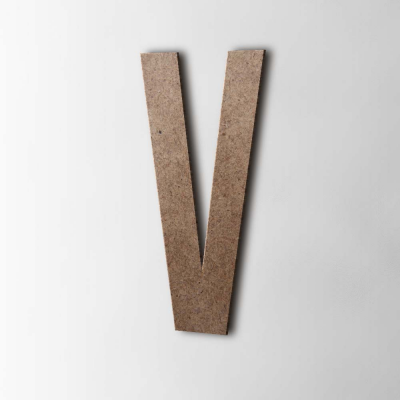 Houten Letter V Bebas Neue MDF Bruin - 1 Houten Letter V Bebas Neue MDF Bruin - 1