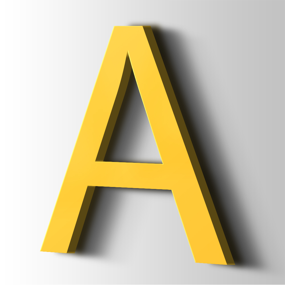 Kunststof Letter A Arial Acrylaat 1018 Zinc Yellow - 1