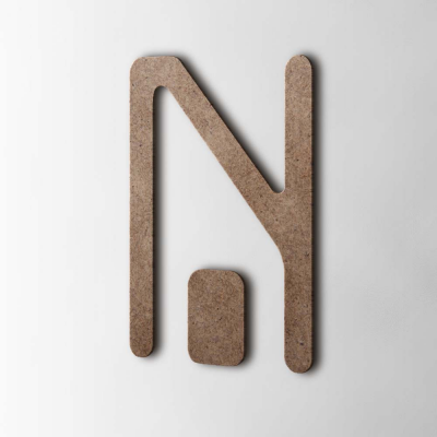 Houten Letter N Checkbook MDF Bruin - 1