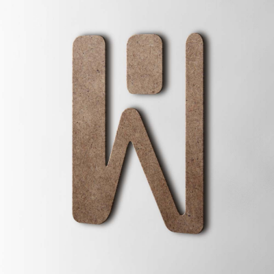Houten Letter W Checkbook MDF Bruin - 1