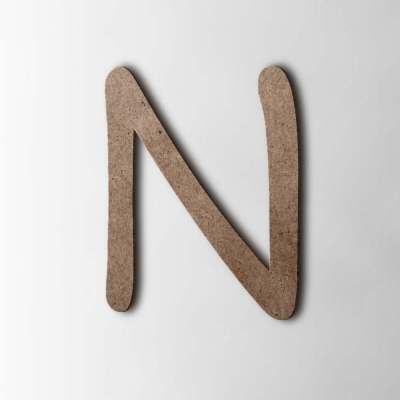 Houten Letter N Comic Sans MDF Bruin - 1 Houten Letter N Comic Sans MDF Bruin - 1