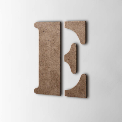 Houten Letter E Stencil MDF Bruin - 1