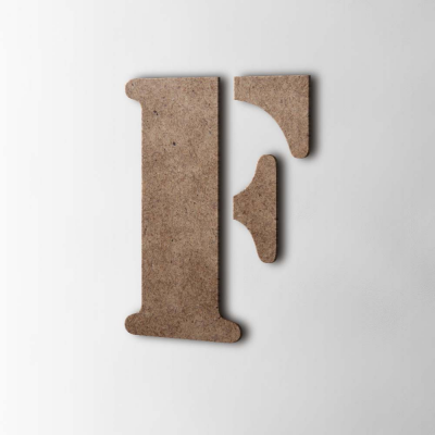 Houten Letter F Stencil MDF Bruin - 1