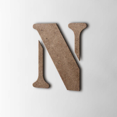 Houten Letter N Stencil MDF Bruin - 1 Houten Letter N Stencil MDF Bruin - 1
