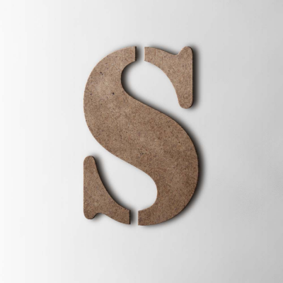 Houten Letter S Stencil MDF Bruin - 1
