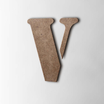 Houten Letter V Stencil MDF Bruin - 1