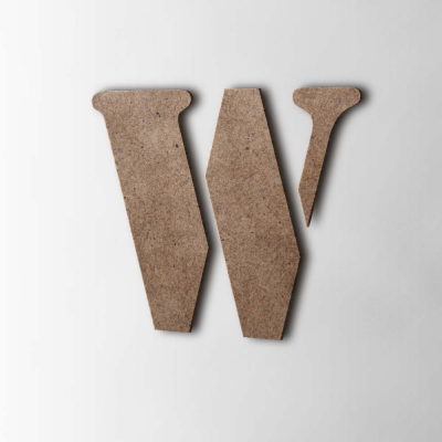 Houten Letter W Stencil MDF Bruin - 1