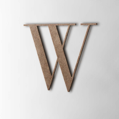 Houten Letter W Bodoni MDF Bruin - 1 Houten Letter W Bodoni MDF Bruin - 1